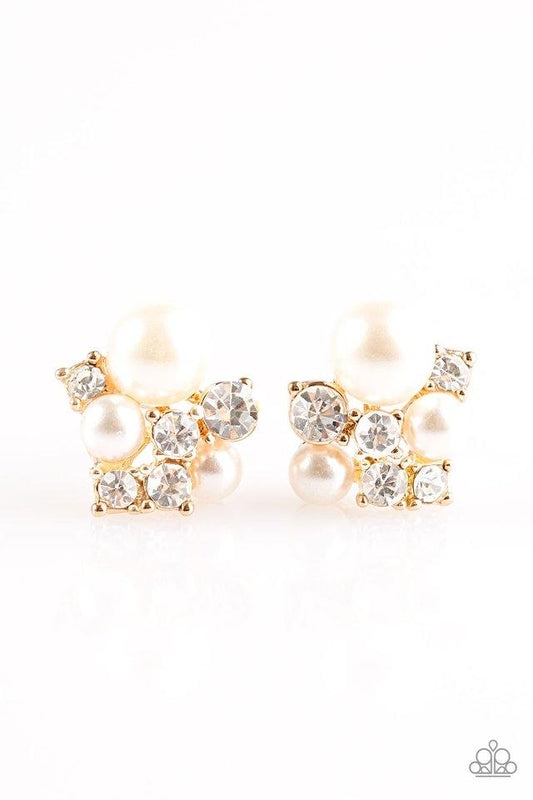 Paparazzi Earring ~ The Hostess With The POST-est - Gold Post