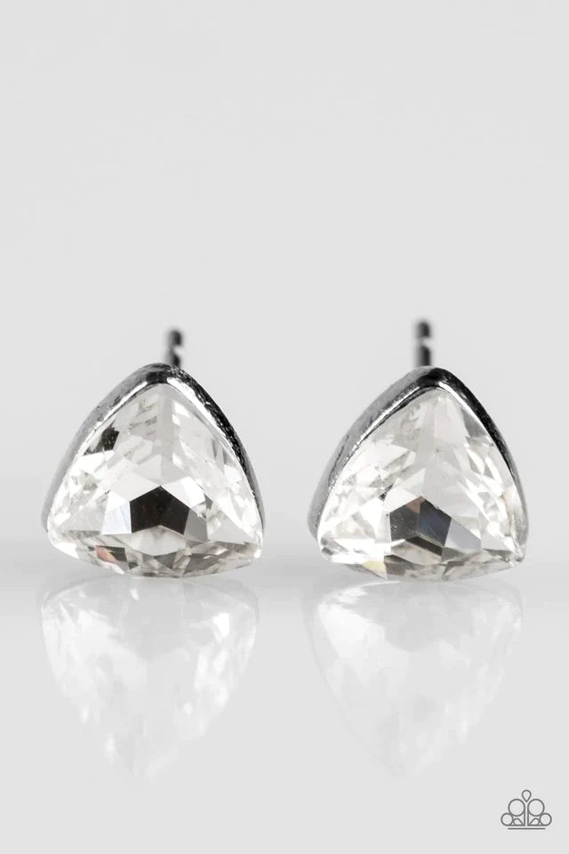 Paparazzi Earring ~ Precision Shine - White Post