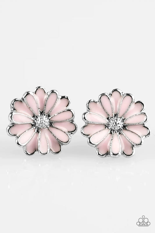 Paparazzi Earring ~ Magnificent Magnolia - Pink Post