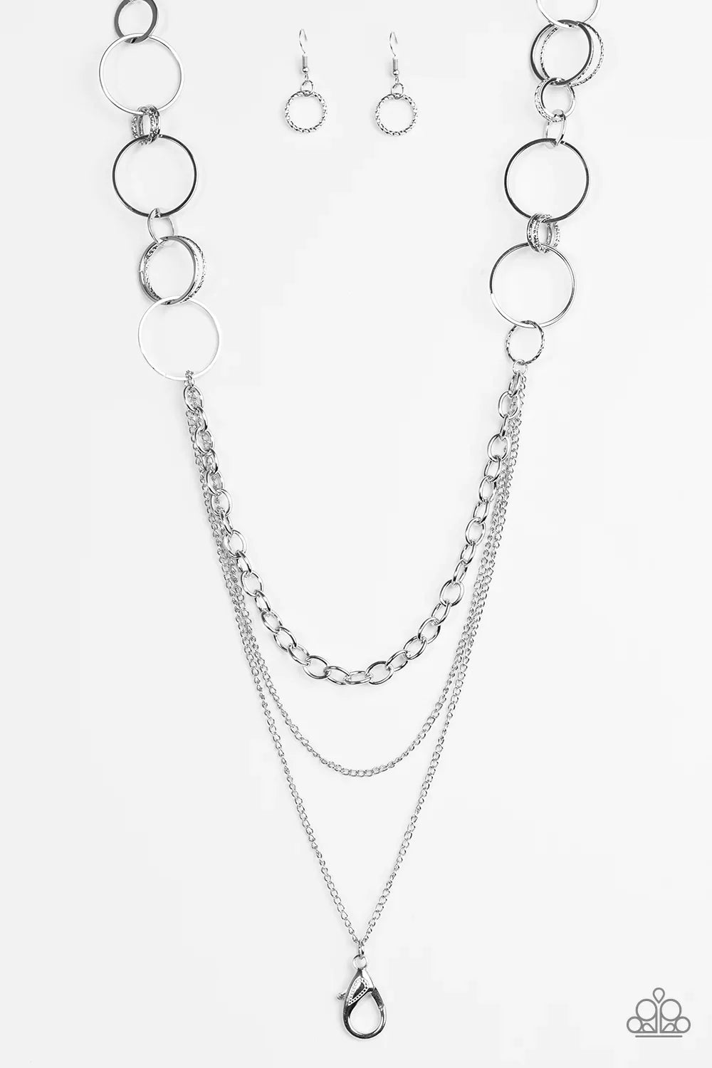 Paparazzi Necklace ~ RING Down The House - Silver Lanyard