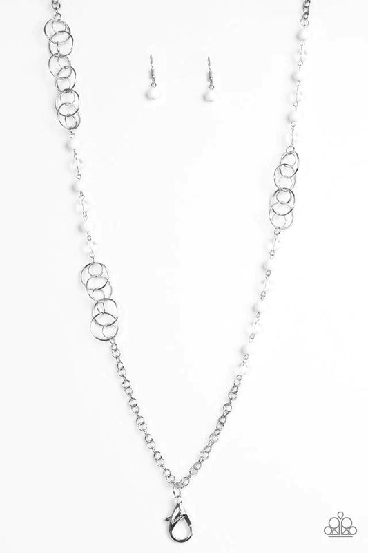 Paparazzi Necklace ~ Dreamy Discovery - White Lanyard