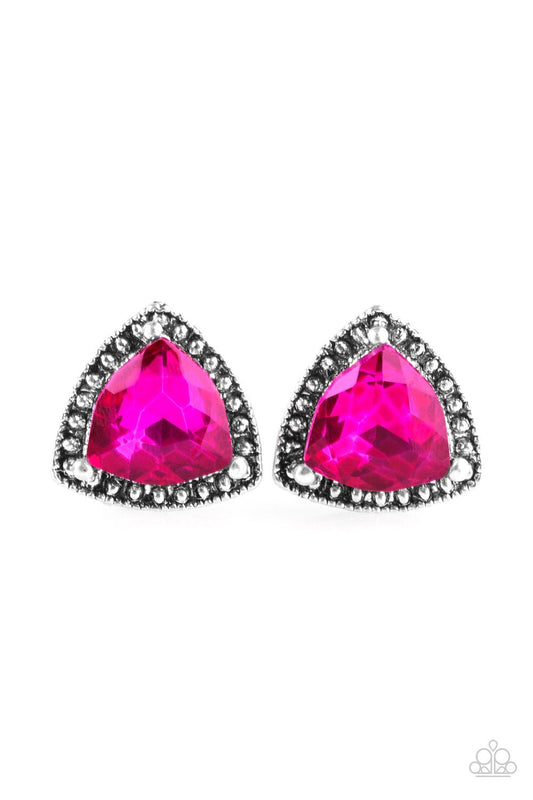 Paparazzi Earring ~ Daringly Duchess - Pink Post