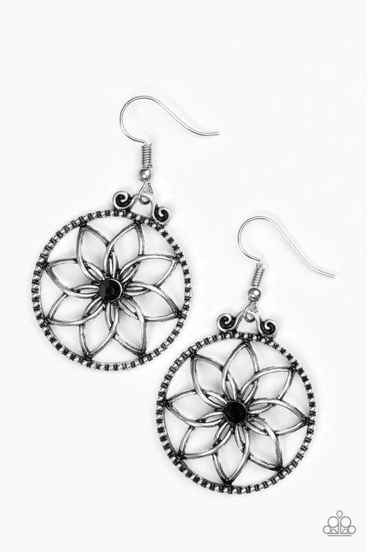 Paparazzi Earring ~ Bloom Bloom - Black