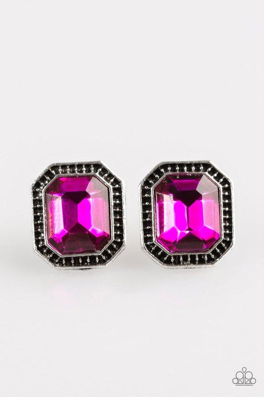 Paparazzi Earring ~ Grand GLAM - Pink Post