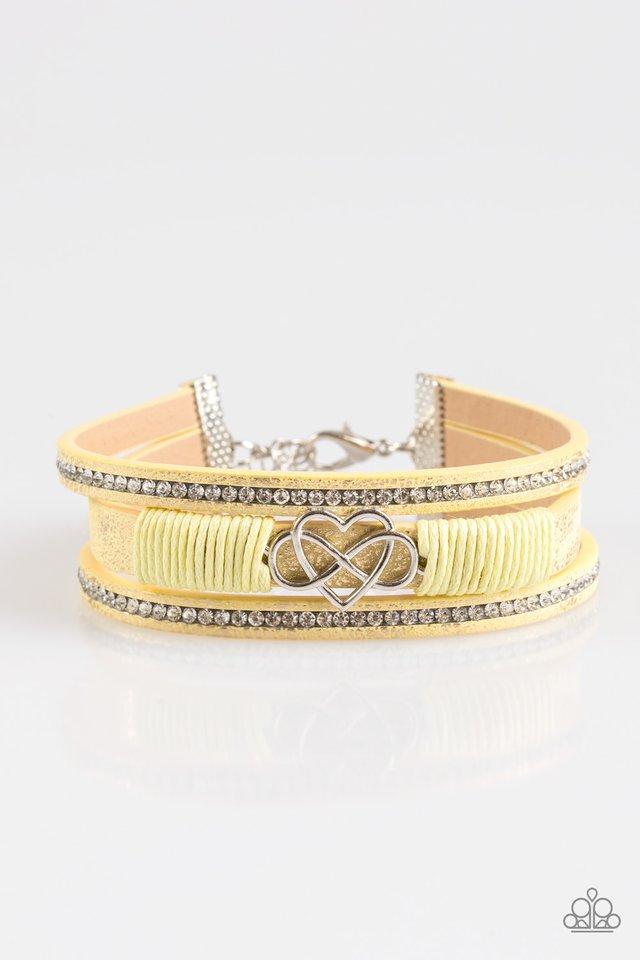 Paparazzi Bracelet ~ Hustlin Heart - Yellow