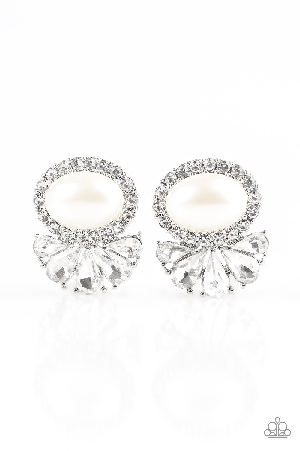 Paparazzi Earring ~ Happily Ever After-Glow - White Post