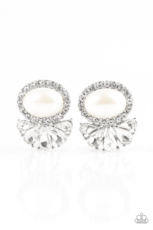 Paparazzi Earring ~ Happily Ever After-Glow - White Post