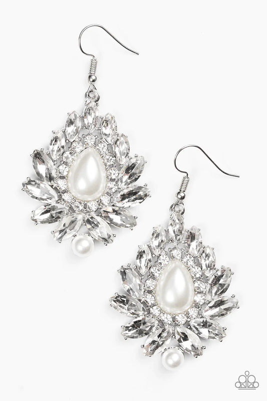 Paparazzi Earring ~ Trophy Trove - White