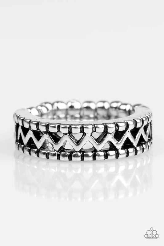 Paparazzi Ring ~ Thunder and Lightning - Silver