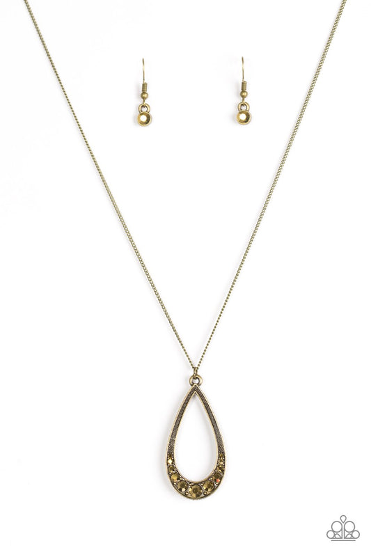 Paparazzi Necklace ~ Teardrop Tease - Brass