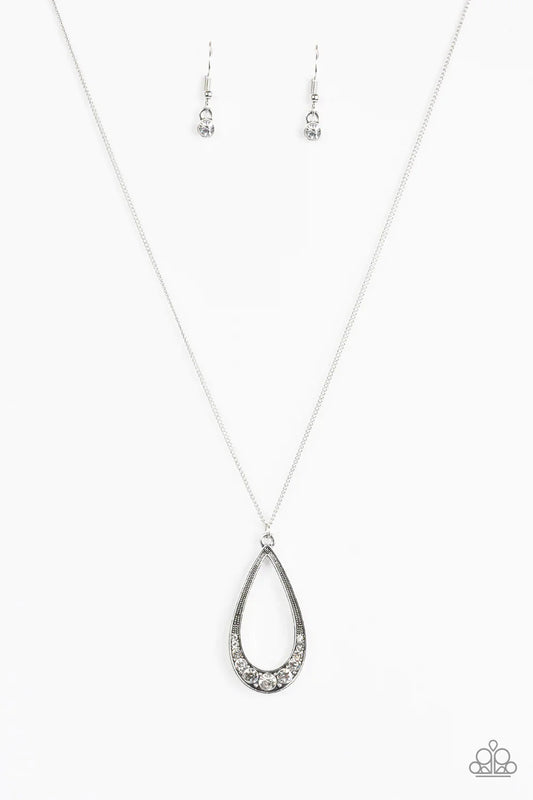 Paparazzi Necklace ~ Teardrop Tease - White