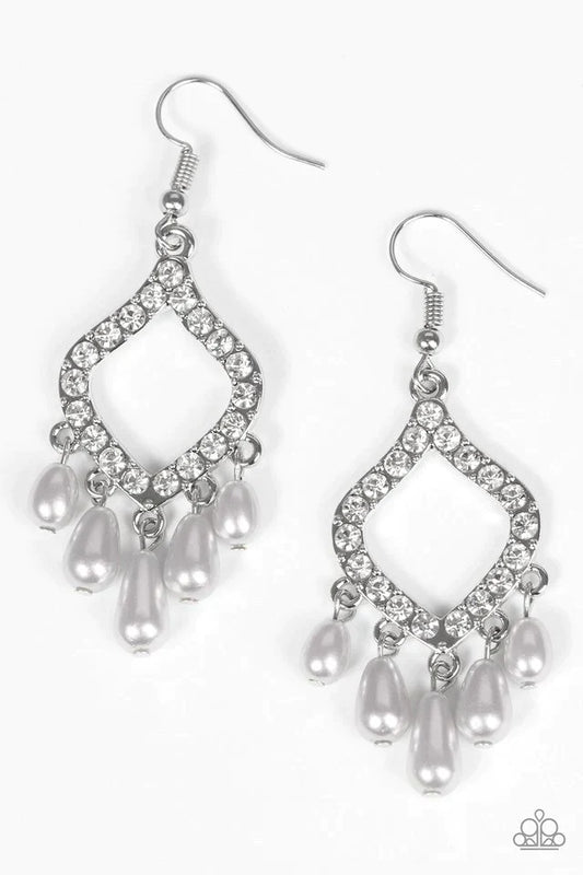Paparazzi Earring ~ Divinely Diamond - Silver