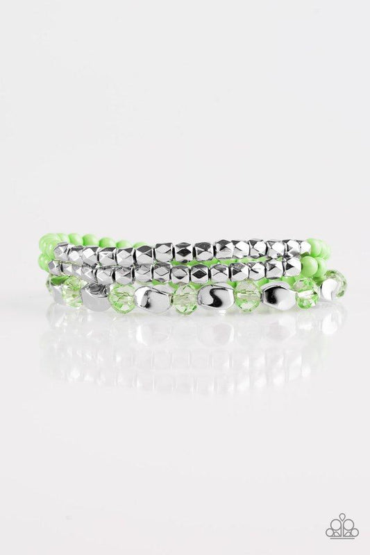 Paparazzi Bracelet ~ Beaded Bravado - Green