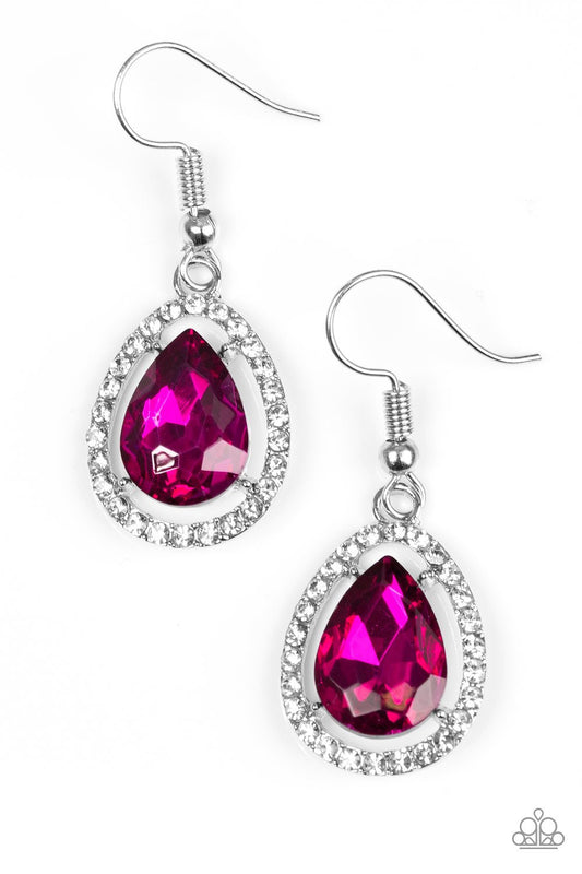 Paparazzi Earring ~ A One-GLAM Show - Pink