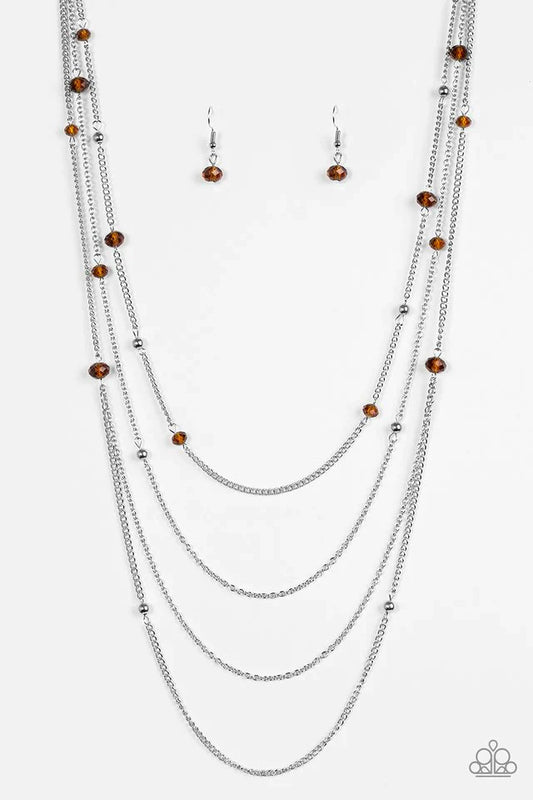 Paparazzi Necklace ~ On The Front SHINE - Brown