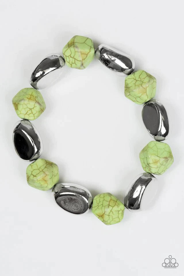 Paparazzi Bracelet ~ Rock Candy Canyons - Green
