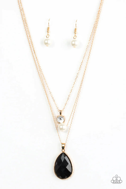 Paparazzi Necklace ~ Midnight Martinis - Gold