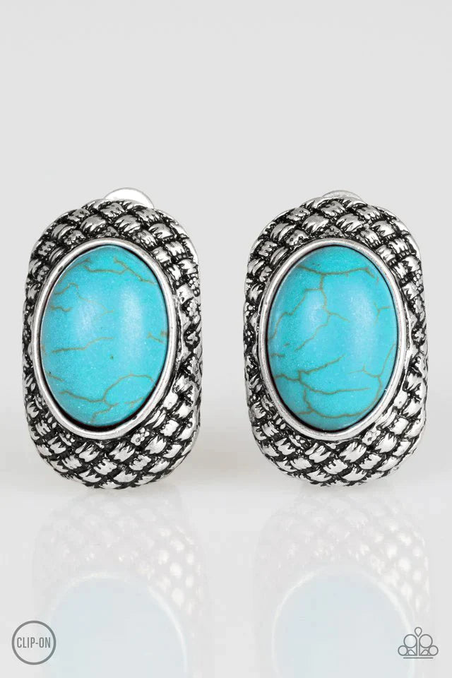 Paparazzi Earring ~ Bedrock Bombshell - Blue