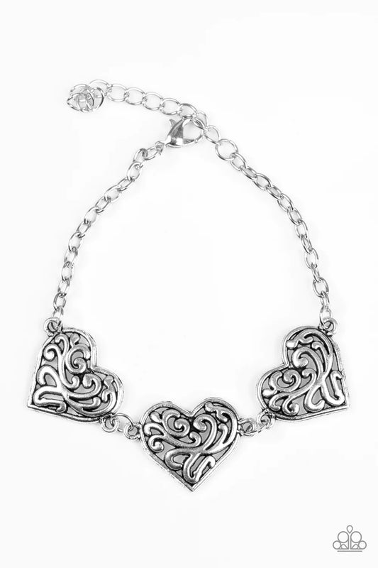 Paparazzi Bracelet ~ Heartfelt Harmony - Silver