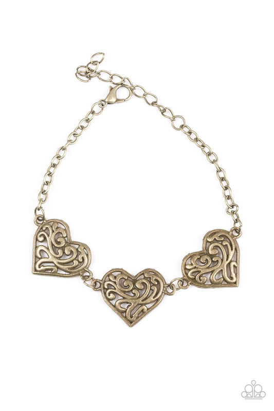 Paparazzi Bracelet ~ Heartfelt Harmony - Brass