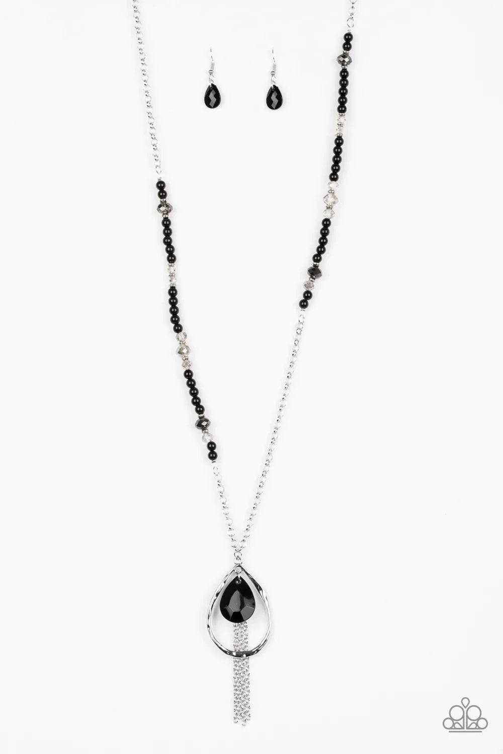 Paparazzi Necklace ~ Teardroppin Tassels - Black