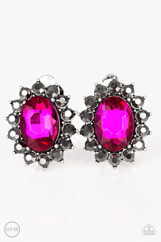 Paparazzi Earring ~ Gala Glamour - Pink Clip-On