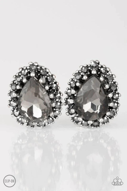 Paparazzi Earring ~ Quintessentially Queen - Silver Clip-On