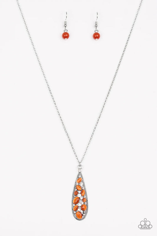 Paparazzi Necklace ~ Teardrop Treasure - Orange