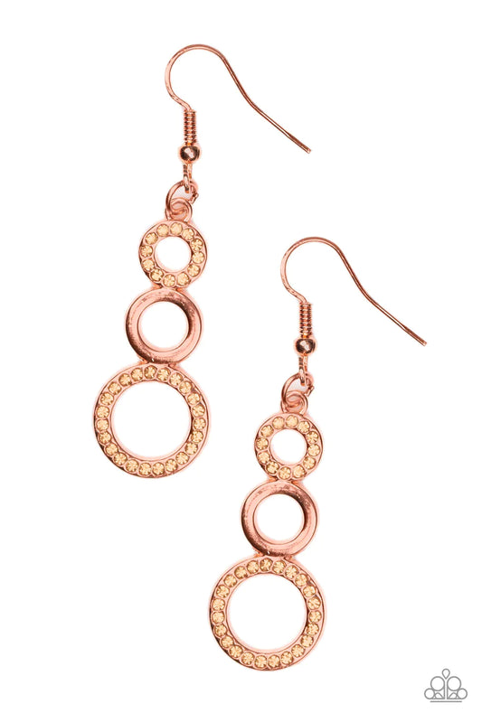 Paparazzi Earring ~ Bubble Bustle - Copper