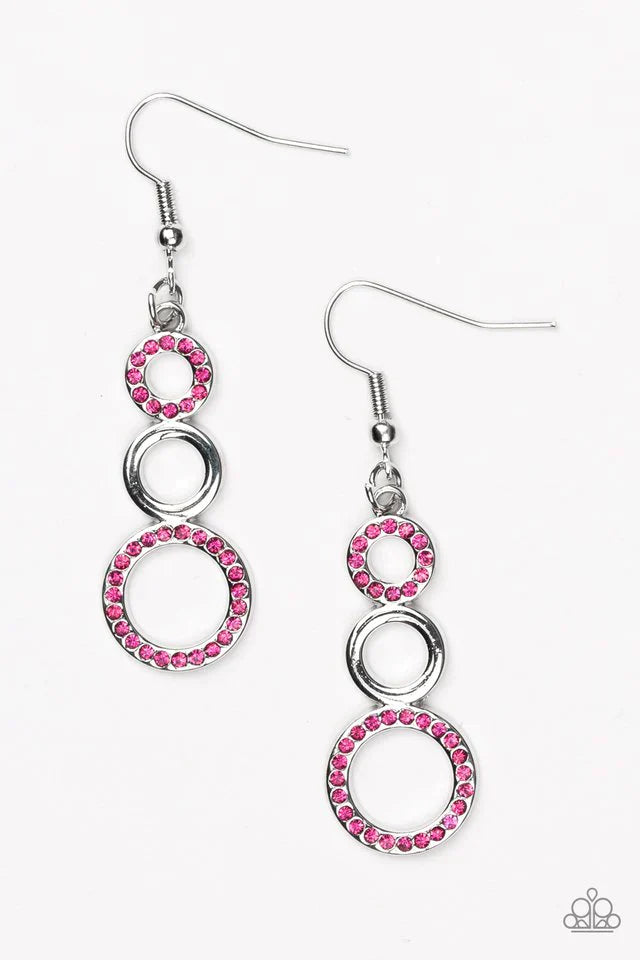 Paparazzi Earring ~ Bubble Bustle - Pink