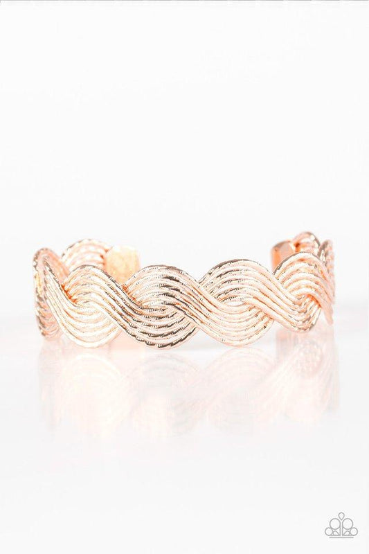 Paparazzi Bracelet ~ Braided Brilliance - Rose Gold