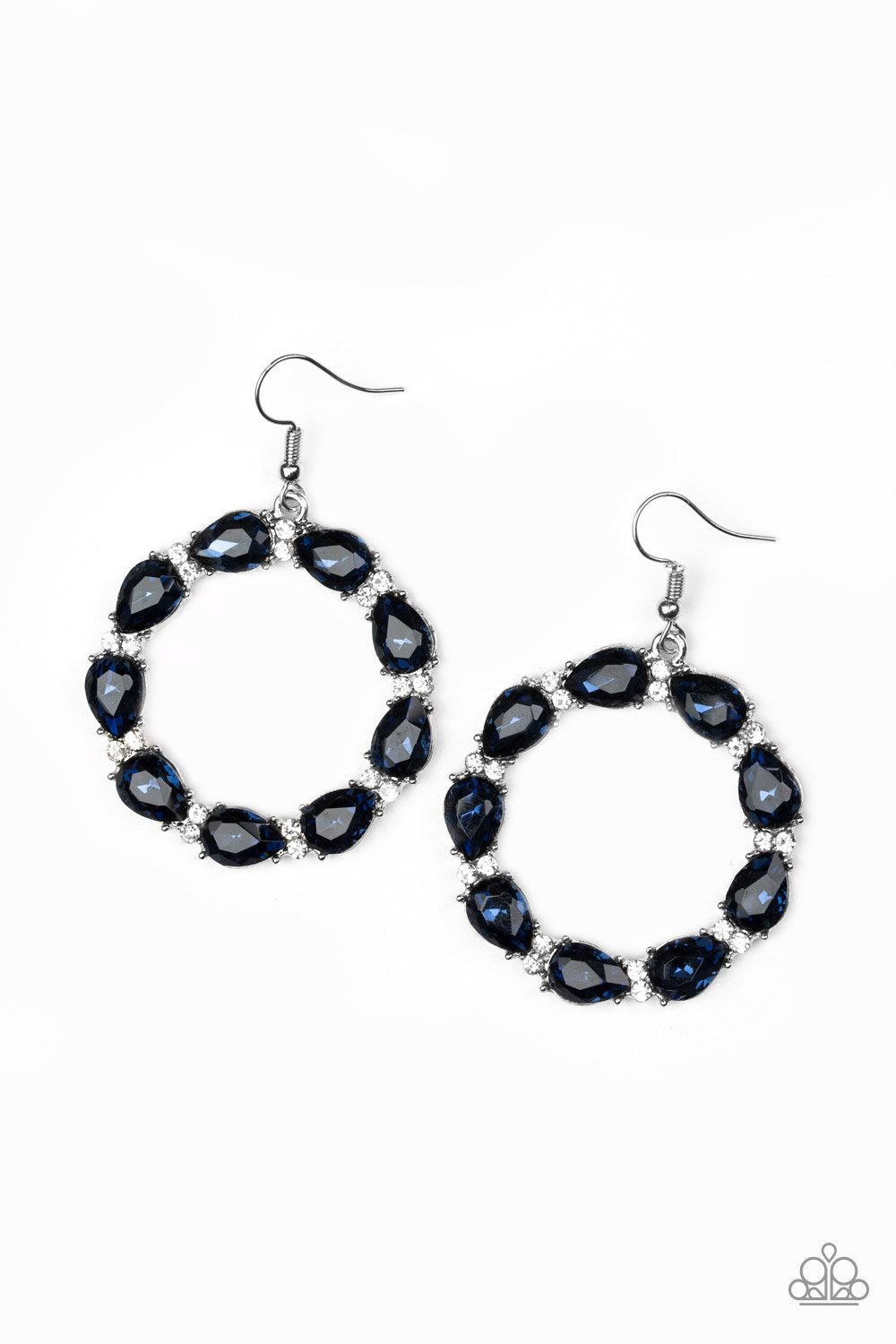 Paparazzi Earring ~ Ring Around The Rhinestones - Blue