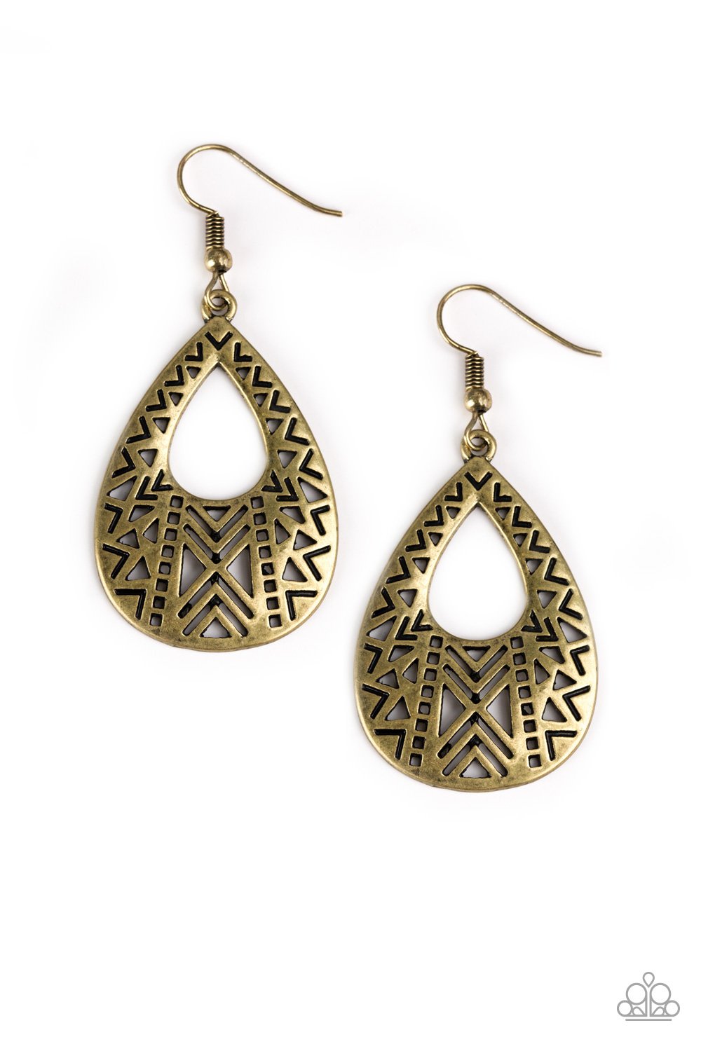 Paparazzi Earring ~ Alpha Amazon - Brass