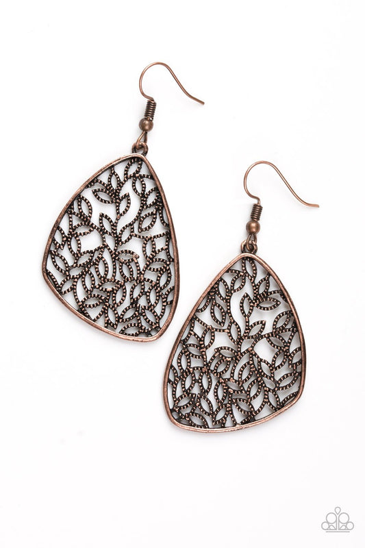 Paparazzi Earring ~ Time To LEAF - Copper
