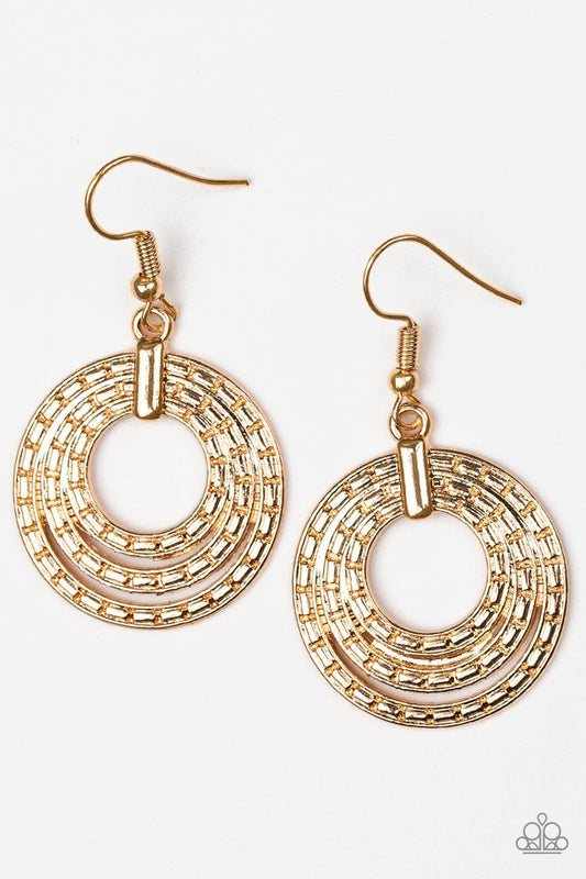 Open Plains - Gold - Paparazzi Earring Image