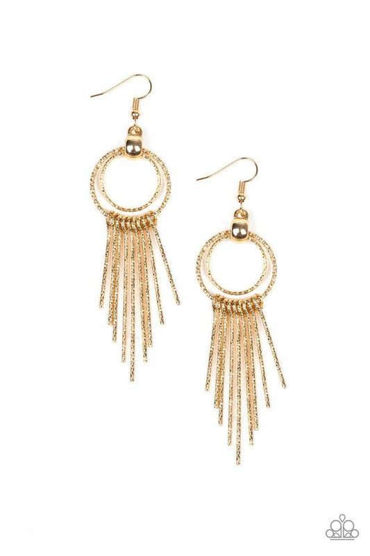 Paparazzi Earring ~ Eye-Catching Edge - Gold