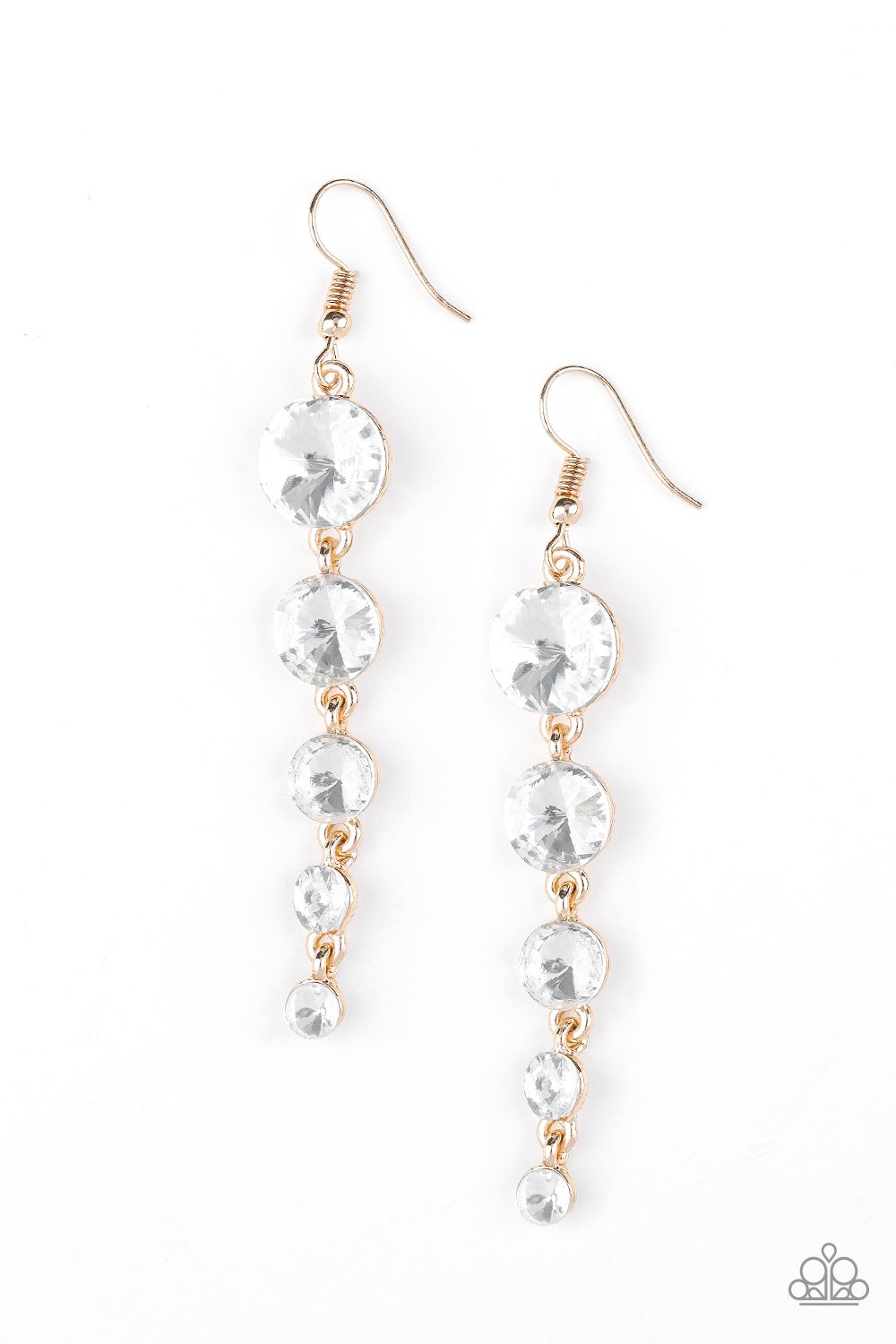 Paparazzi Earring ~ Raining Rhinestones - Gold