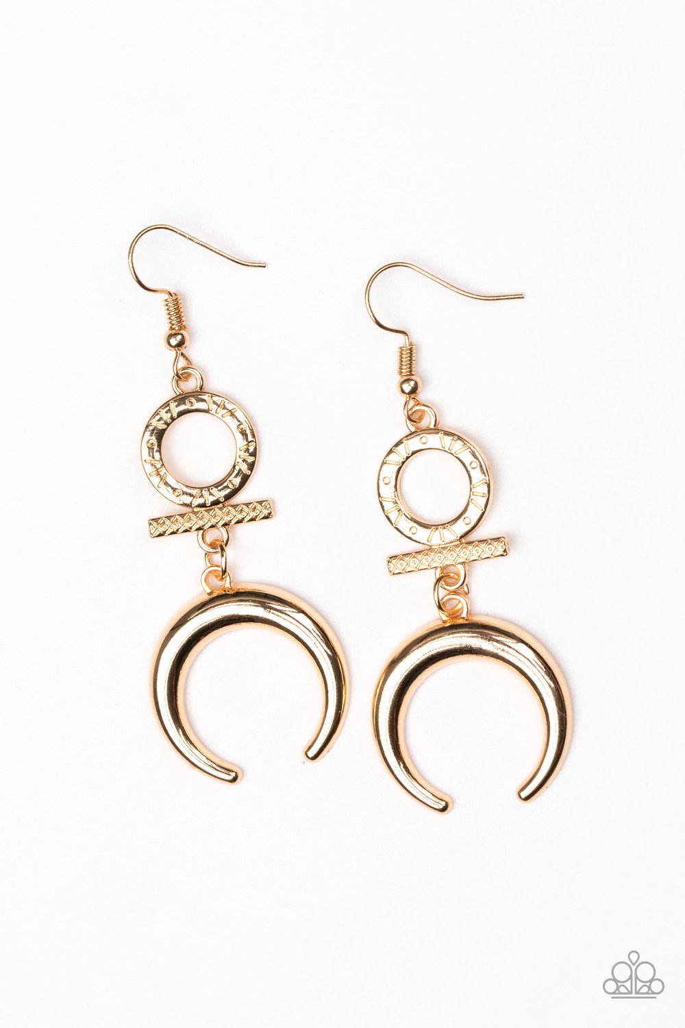 Paparazzi Earring ~ Majestically Moon Child - Gold