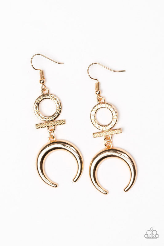 Paparazzi Earring ~ Majestically Moon Child - Gold