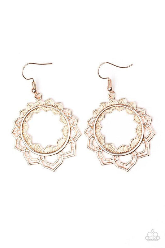 Paparazzi Earring ~ Modest Mandalas - Rose Gold