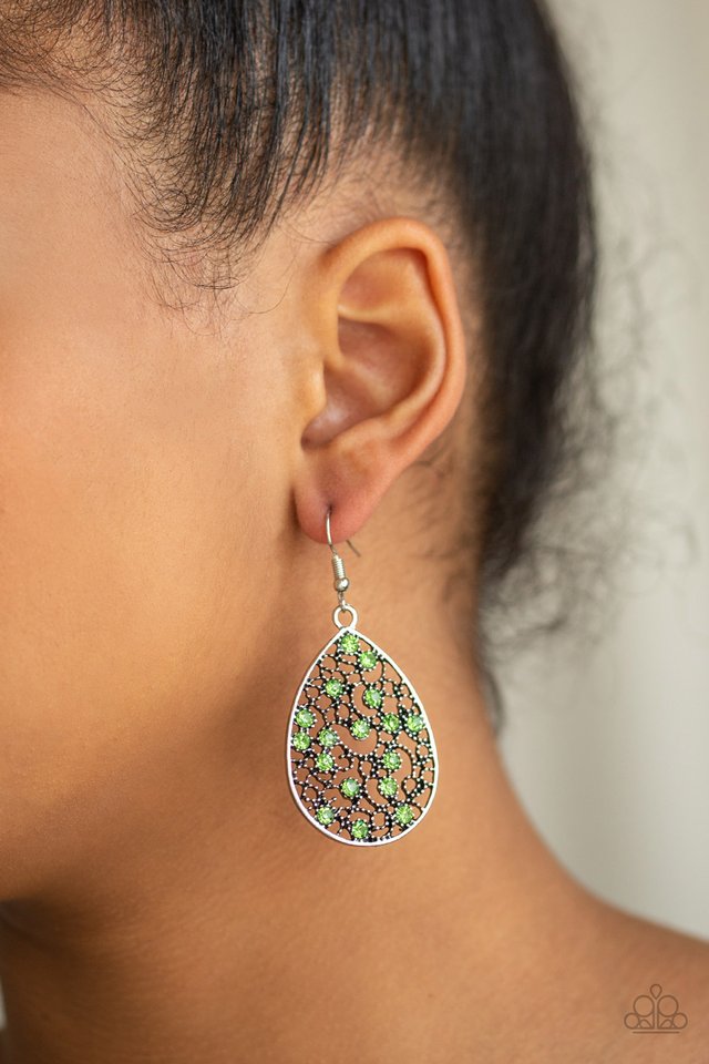 Dazzling Dew - Green - Paparazzi Earring Image