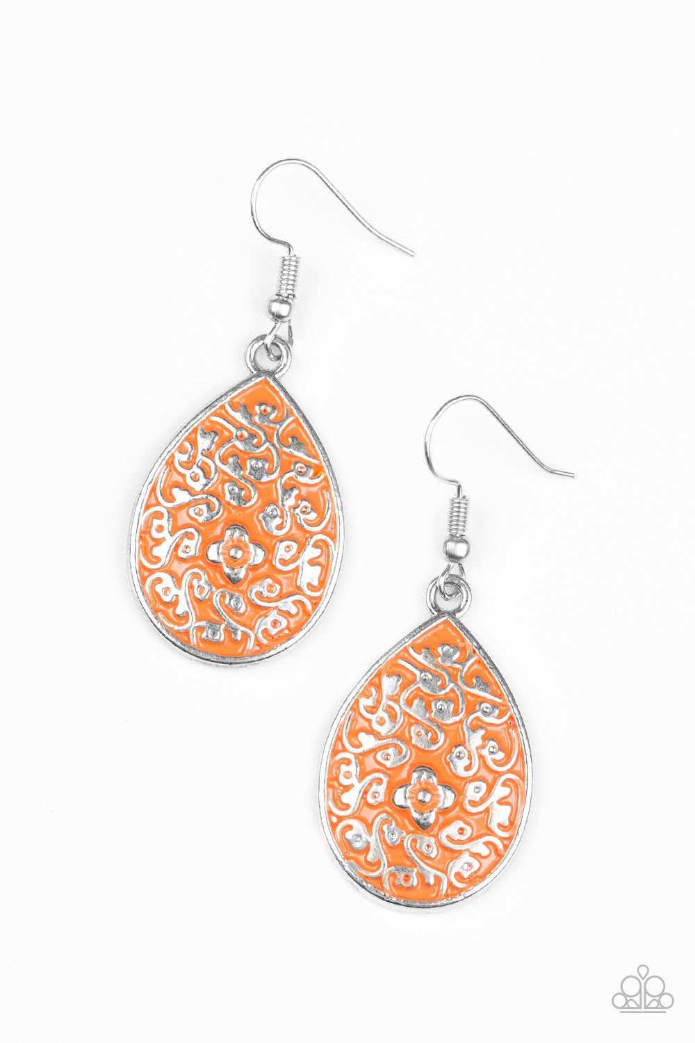 Paparazzi Earring ~ Flirty Flower Girl - Orange