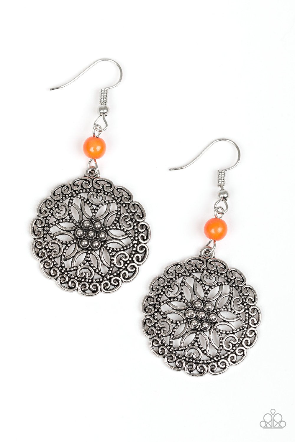 Paparazzi Earring ~ Full Floral - Orange
