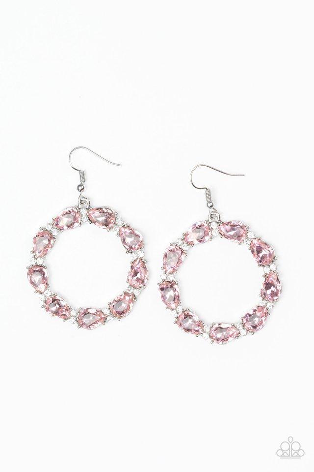 Paparazzi Earring ~ Ring Around The Rhinestones - Pink