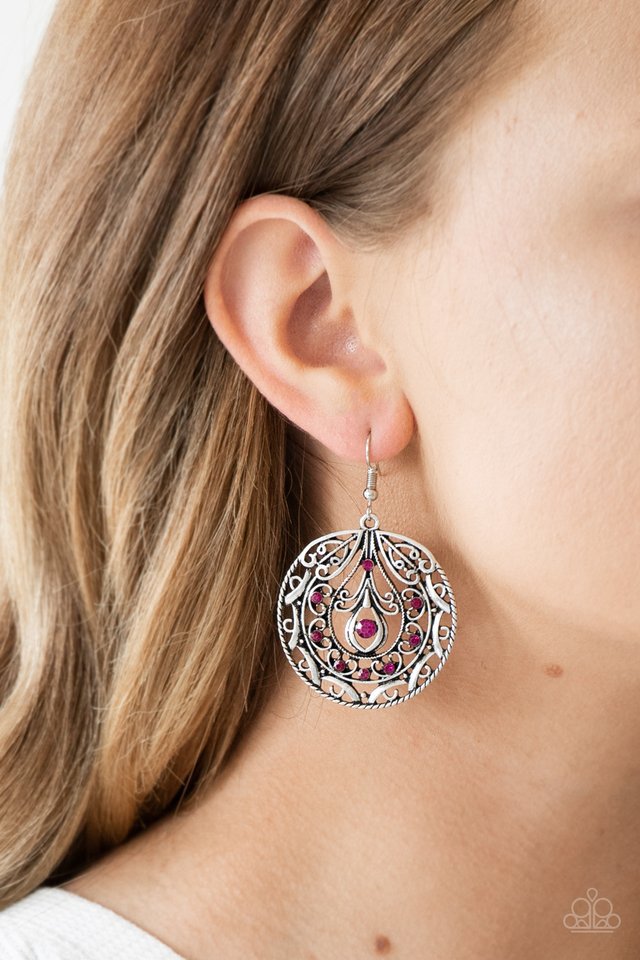 Choose To Sparkle - Pink - Paparazzi Earring Image