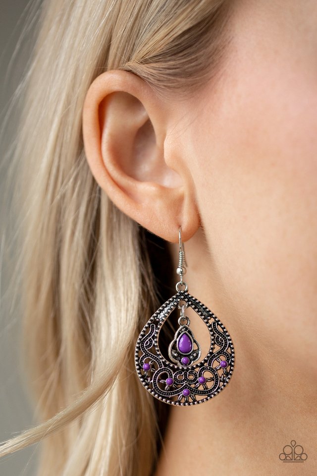 All-Girl Glow - Purple - Paparazzi Earring Image