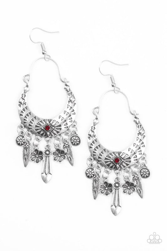 Nature Escape - Red - Paparazzi Earring Image