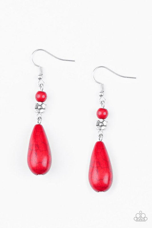 Paparazzi Earring ~ Sandstone Sunflowers - Red