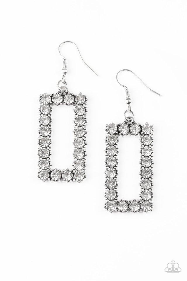 Paparazzi Earring ~ Mirror, Mirror - White