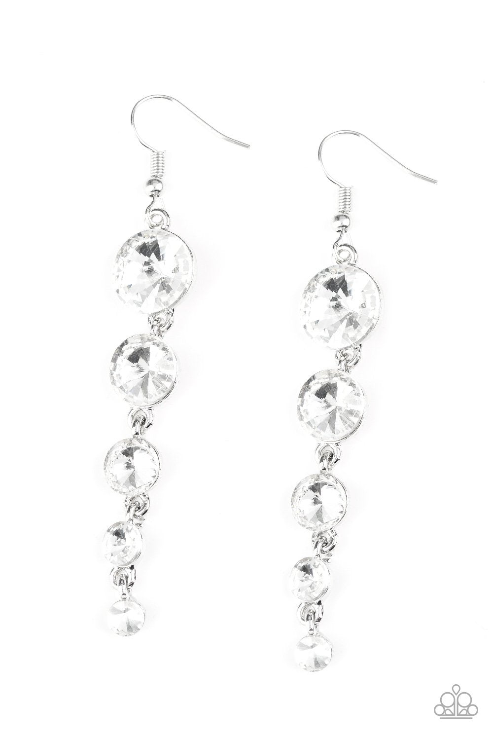 Paparazzi Earring ~ Raining Rhinestones - White
